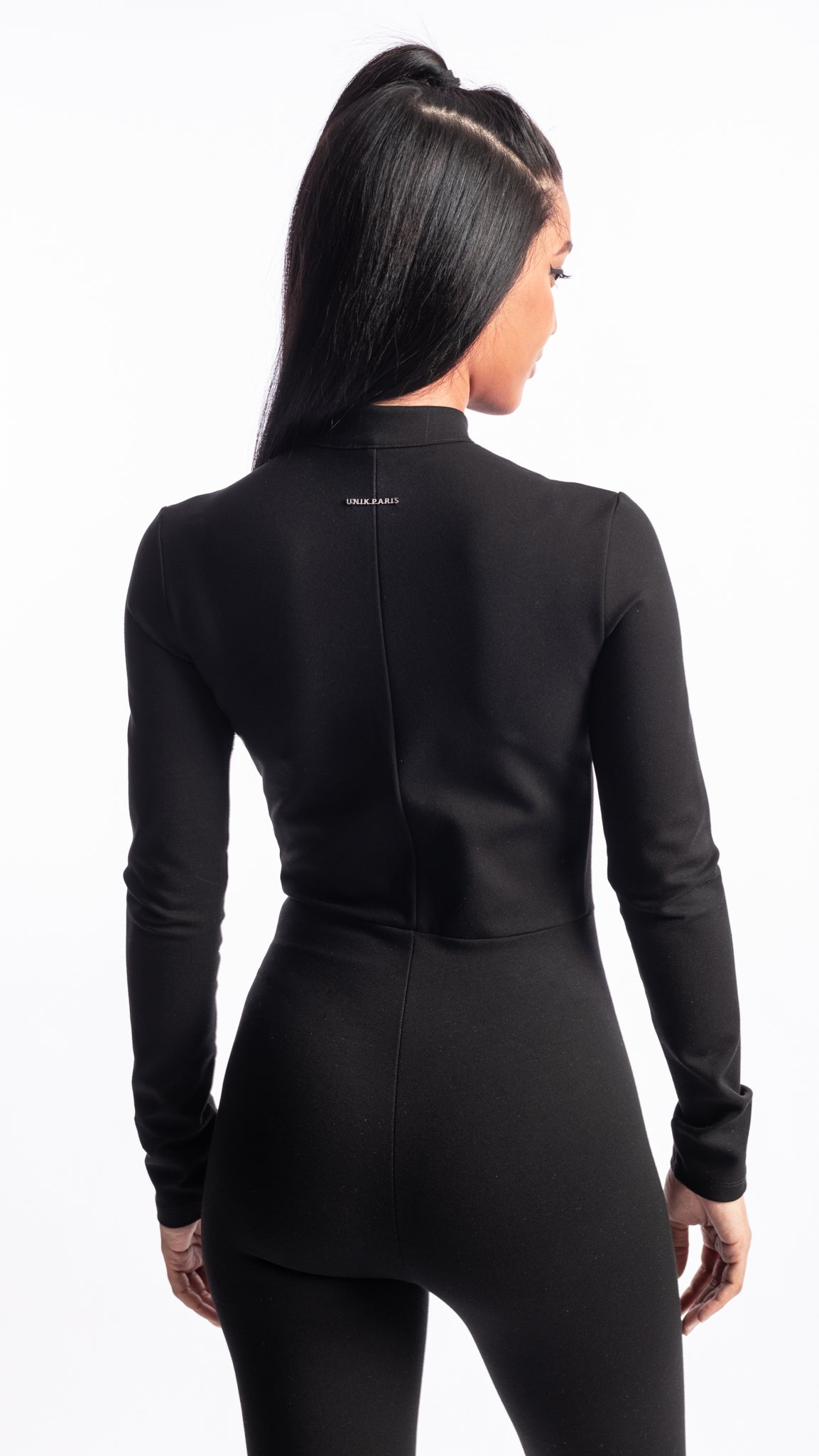 Combinaison noire Unik Paris en jersey punto milano avec zip