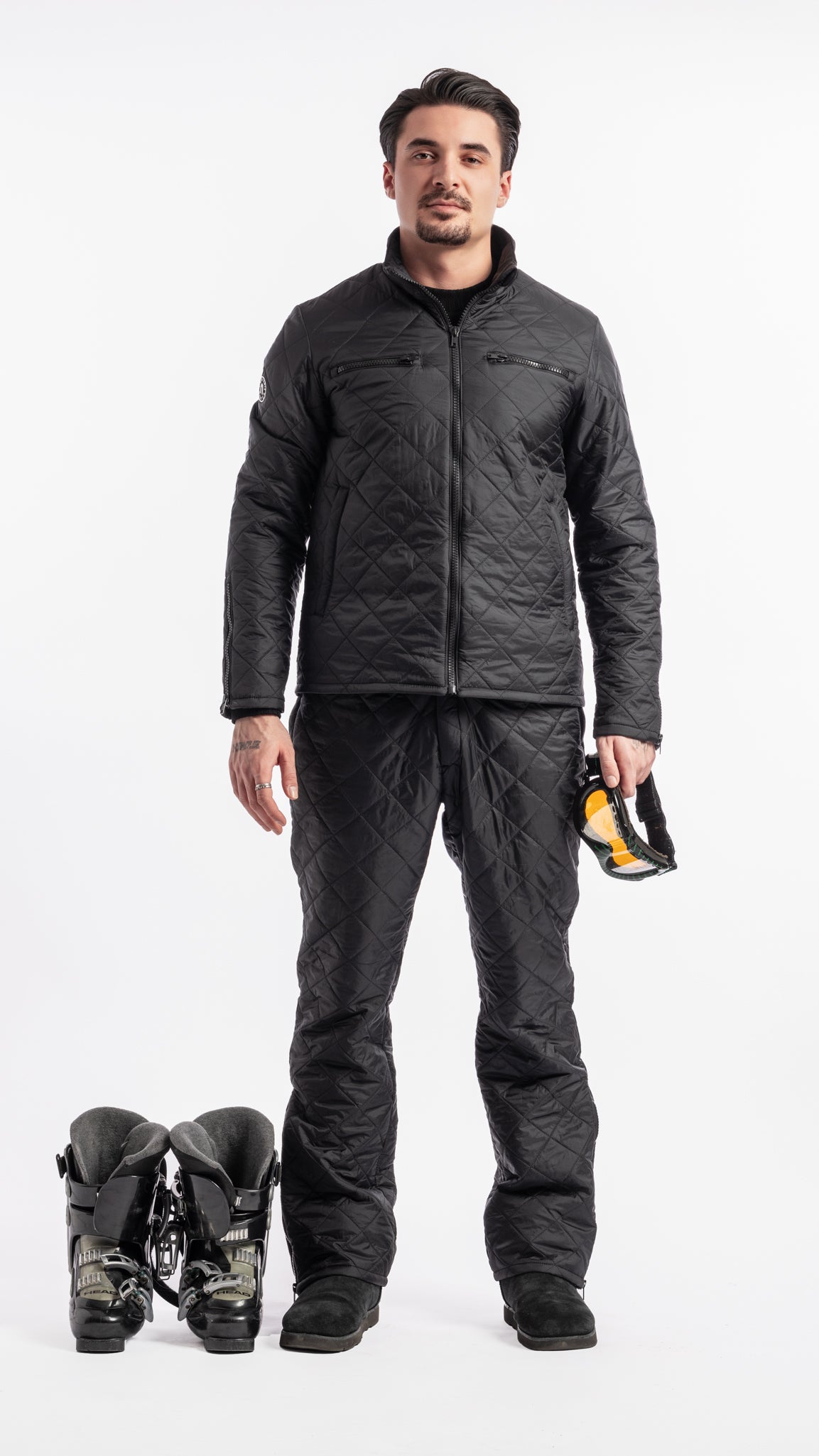 Pantalon noir coupe-vent pour ski Unik Paris avec zip