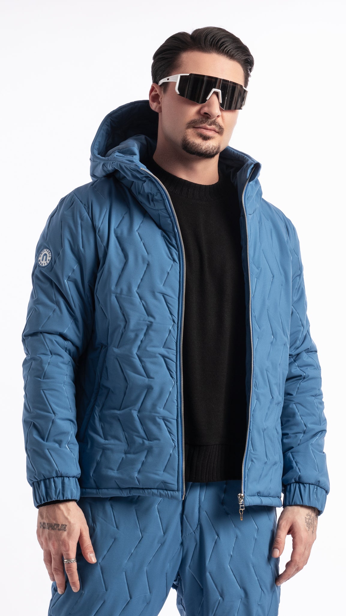 Doudoune bleu imperméable et coupe-vent pour ski Unik Paris