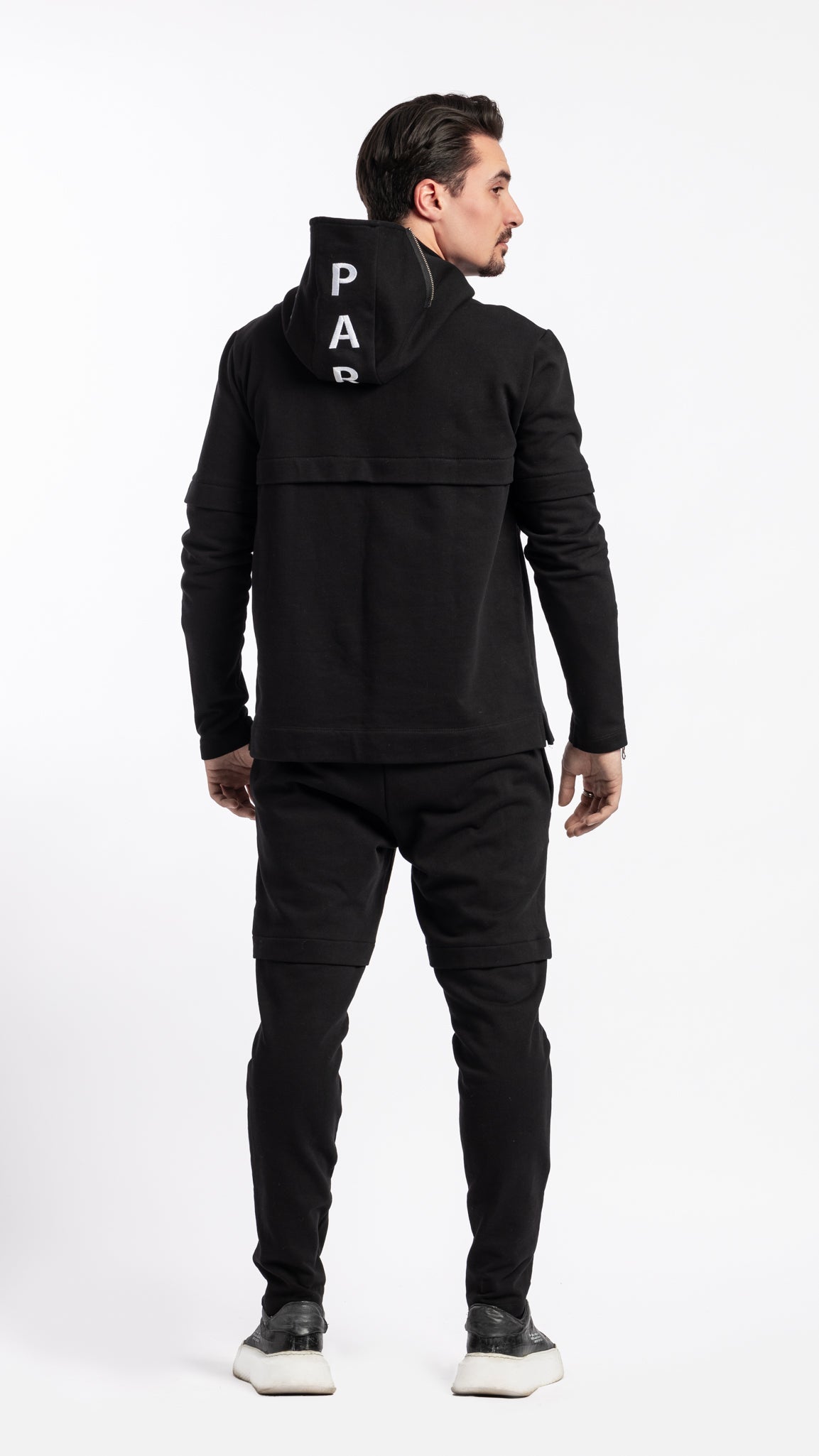 Sweat noir à capuche Unik Paris en coton avec logo brodé