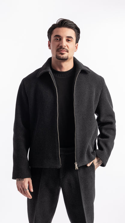 VESTE EN LAINE UNIK PARIS AVEC CURSEUR ZIP EN ARGENT