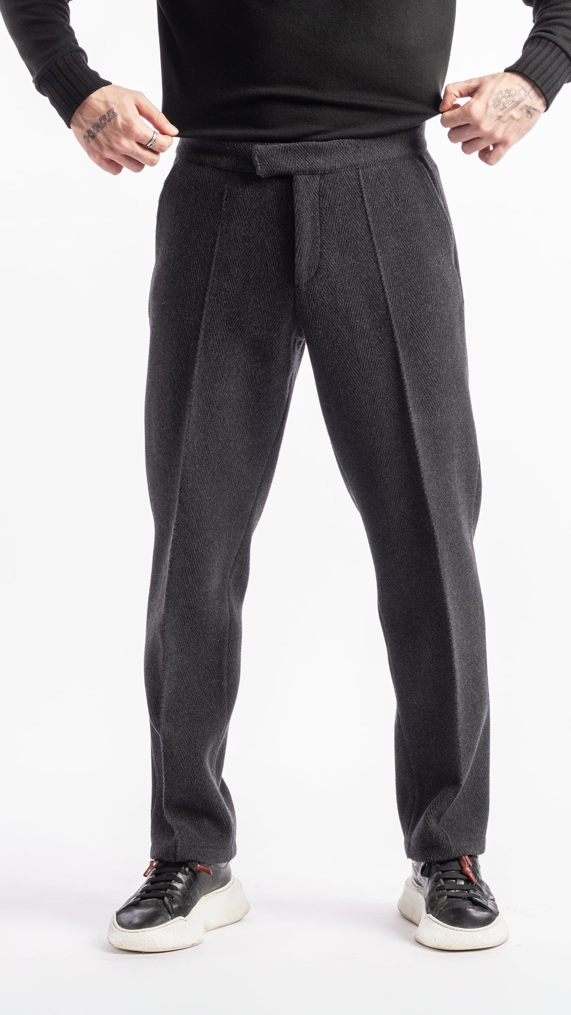 Pantalon gris anthracite coupe droite Unik Paris en laine