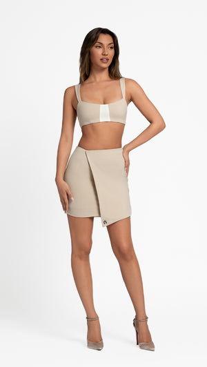 BEIGE FABRIC SKIRT